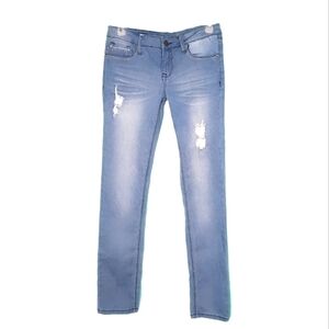 Vigoss The Jagger Skinny Light Wash Distressed Low Rise Girls Jeans Size 12